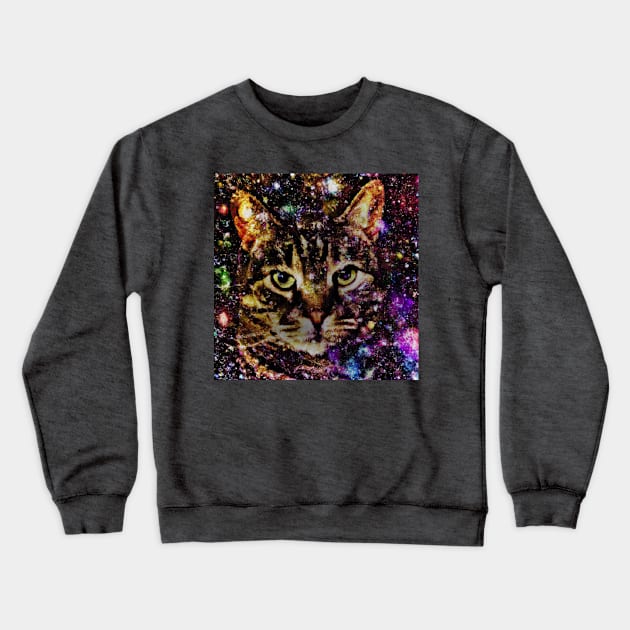 Striped Space Cat Crewneck Sweatshirt by Multiplanetary Studios